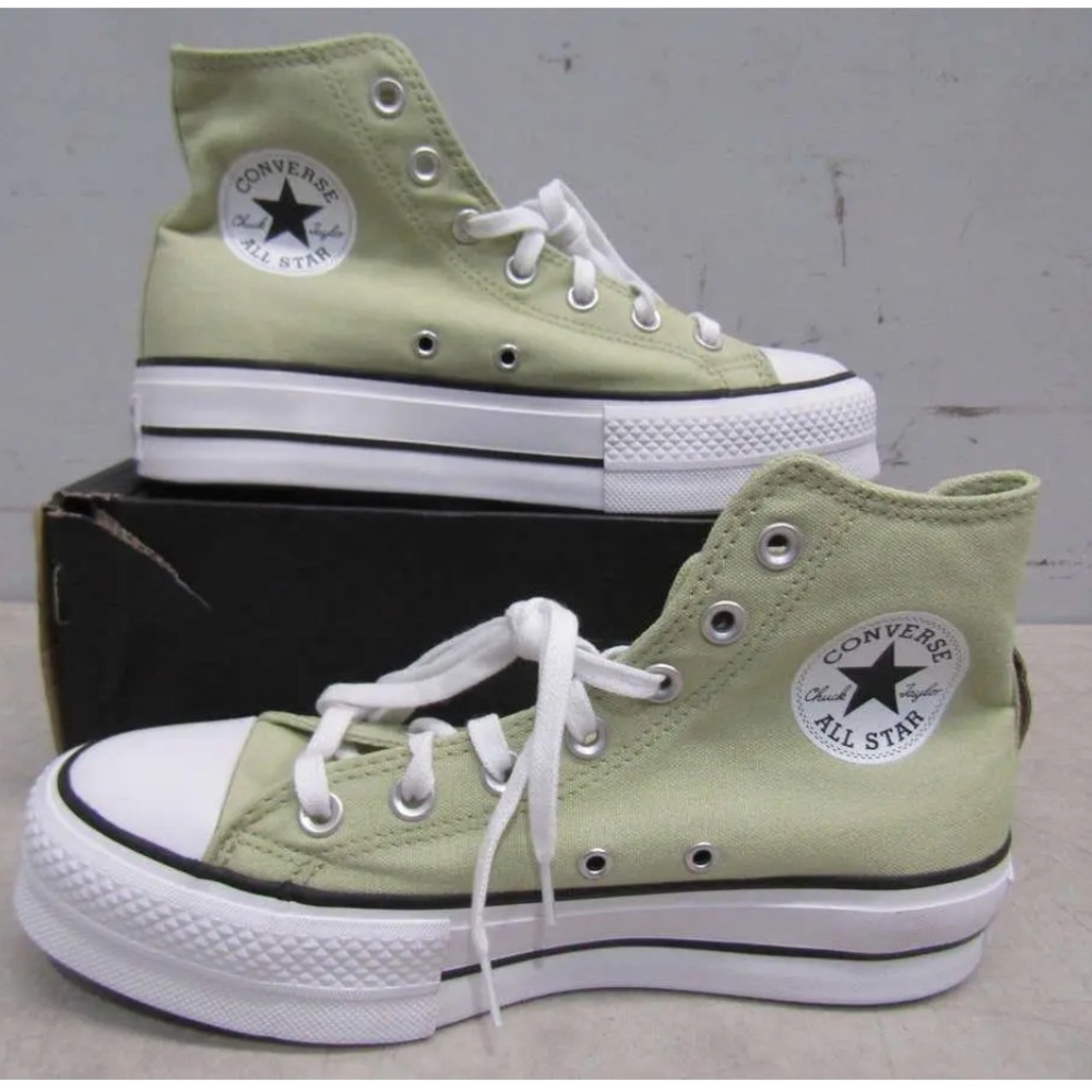 Converse Women's US 8 Chuck Taylor Lift Hi Top Olive Green/White Sneaker